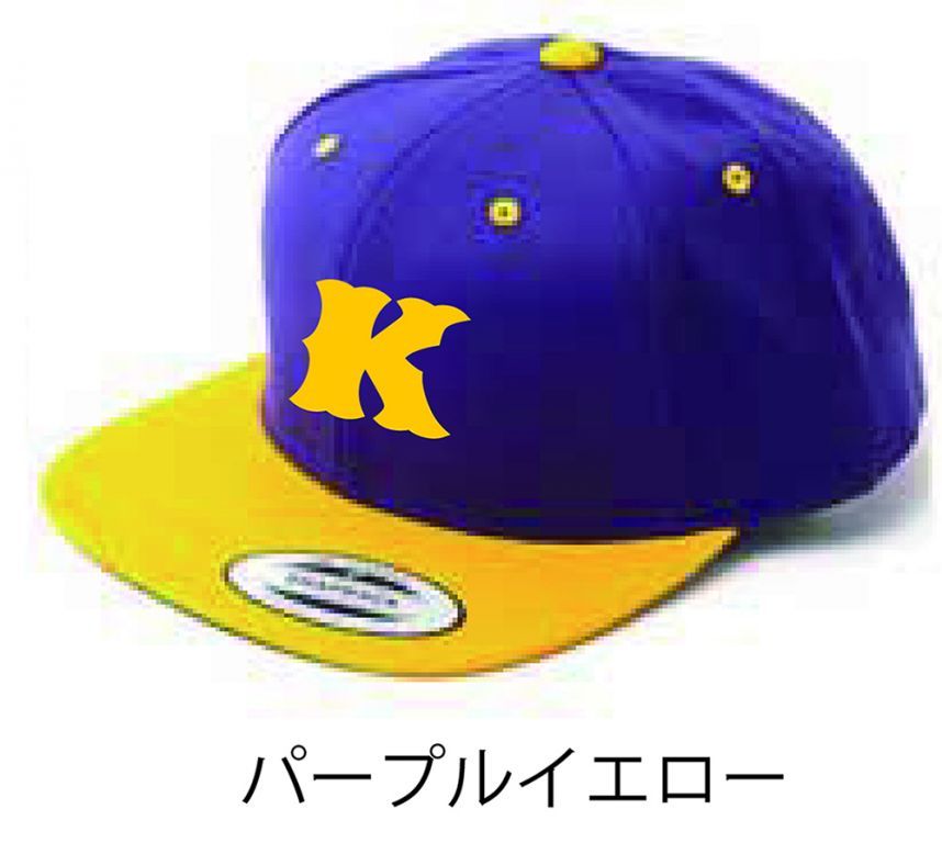 「K」キャップ パープルイエロー