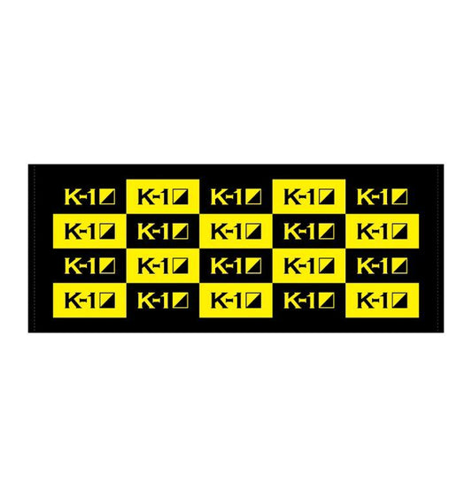 K-1 logo face towel back panel pattern black x yellow