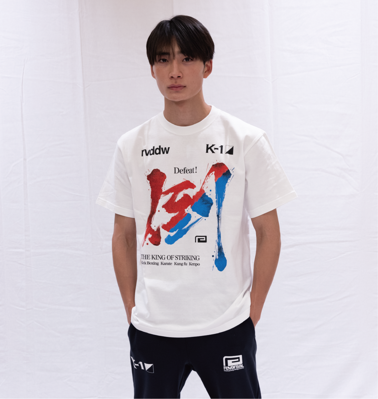 K-1 × rvddw DEFEAT COTTON TEE WHITE